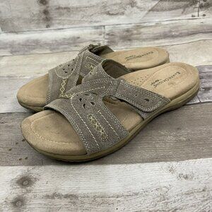 Earth Origins Women's Suede Leather Comfort Slide Sandals Size 9M Sedona Brown